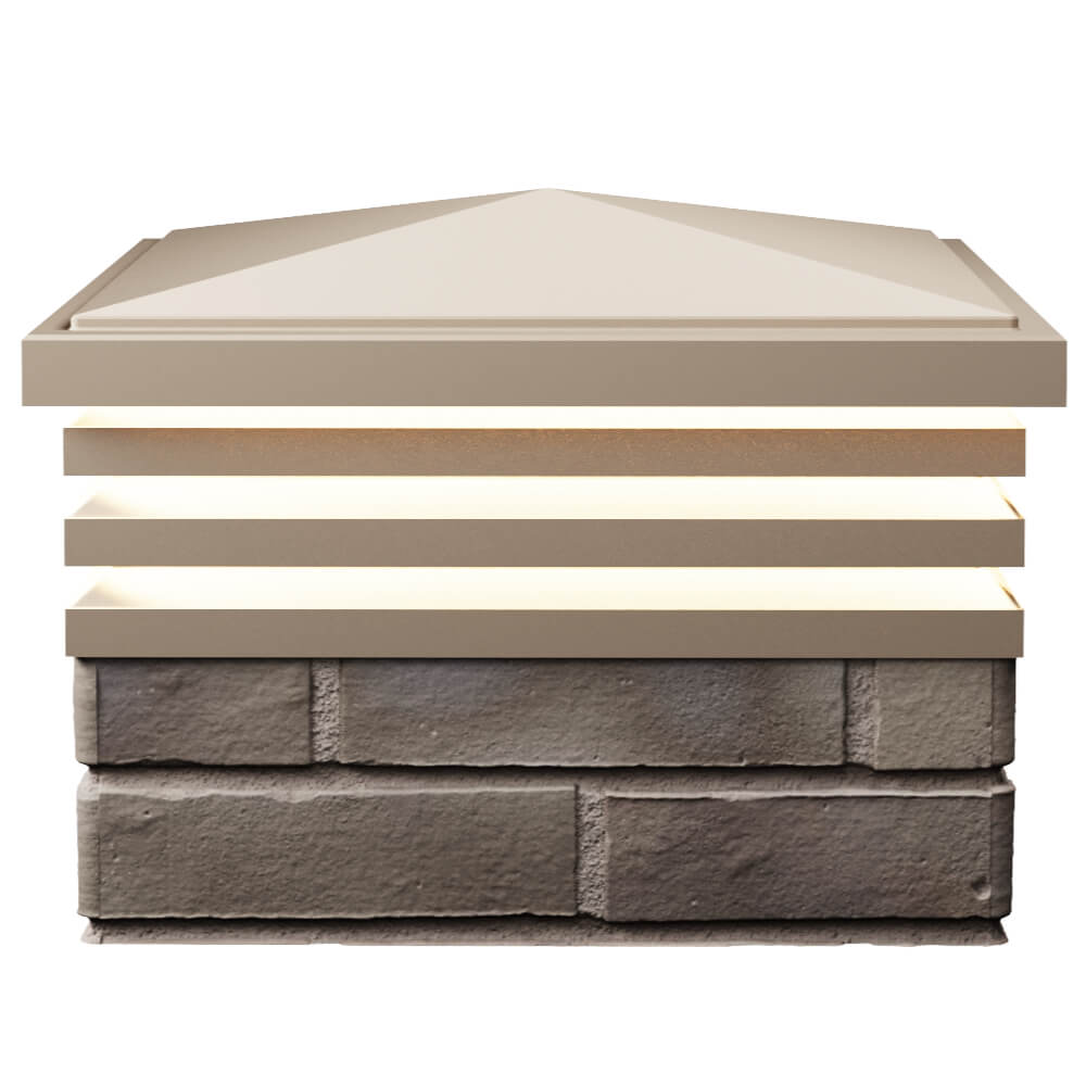 Колпак Zking Бона ХайТек Бежевый на столб 1.5х1.5 кирпича (385х385мм) с подсветкой в Набережных Челнах фото