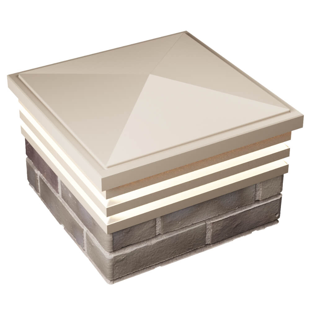 Колпак Zking Бона ХайТек Бежевый на столб 1.5х1.5 кирпича (385х385мм) с подсветкой в Набережных Челнах фото