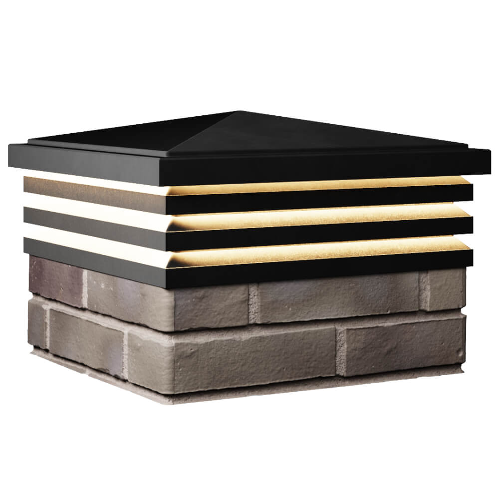 Колпак Zking Бона ХайТек Черный на столб 1.5х1.5 кирпича (385х385мм) с подсветкой в Набережных Челнах фото