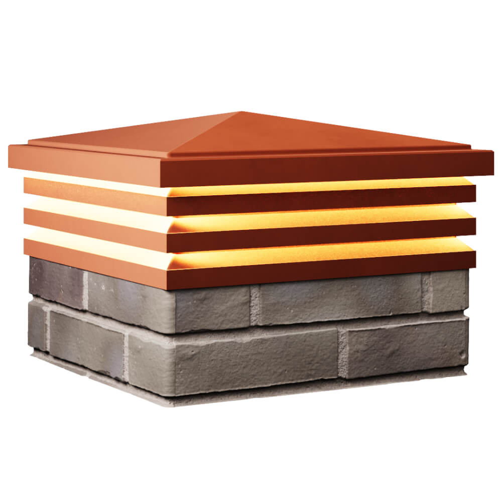 Колпак Zking Бона ХайТек Красный на столб 1.5х1.5 кирпича (385х385мм) с подсветкой в Набережных Челнах фото