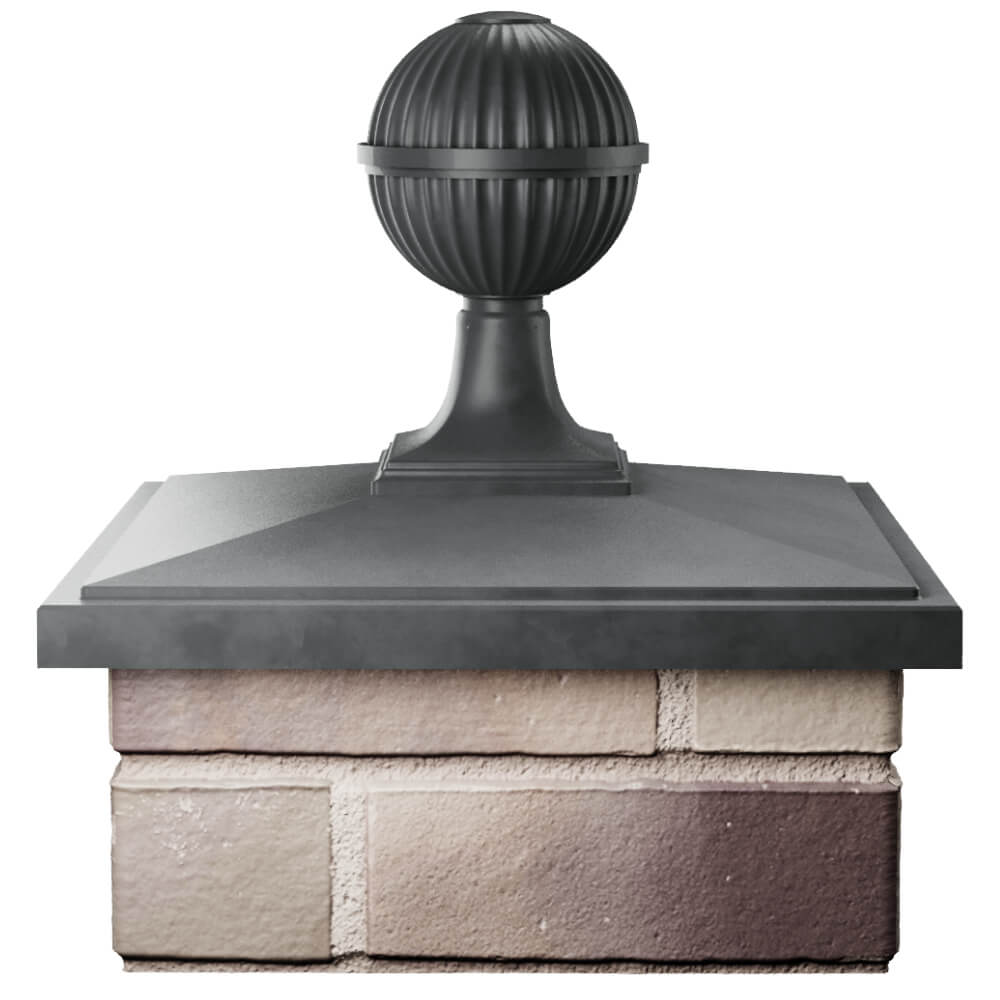 Колпак Zking БонаМоно Серый с шаром на столб 1.5х1.5 кирпича (385х385, 400х400мм) в сборе Набережные Челны фото