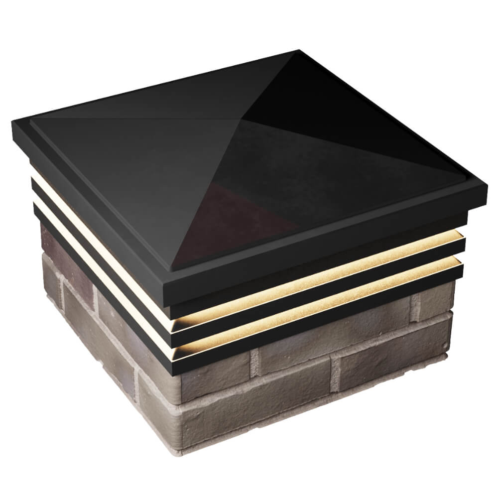 Колпак Zking Бона ХайТек Черный на столб 1.5х1.5 кирпича (385х385мм) с подсветкой в Набережных Челнах фото