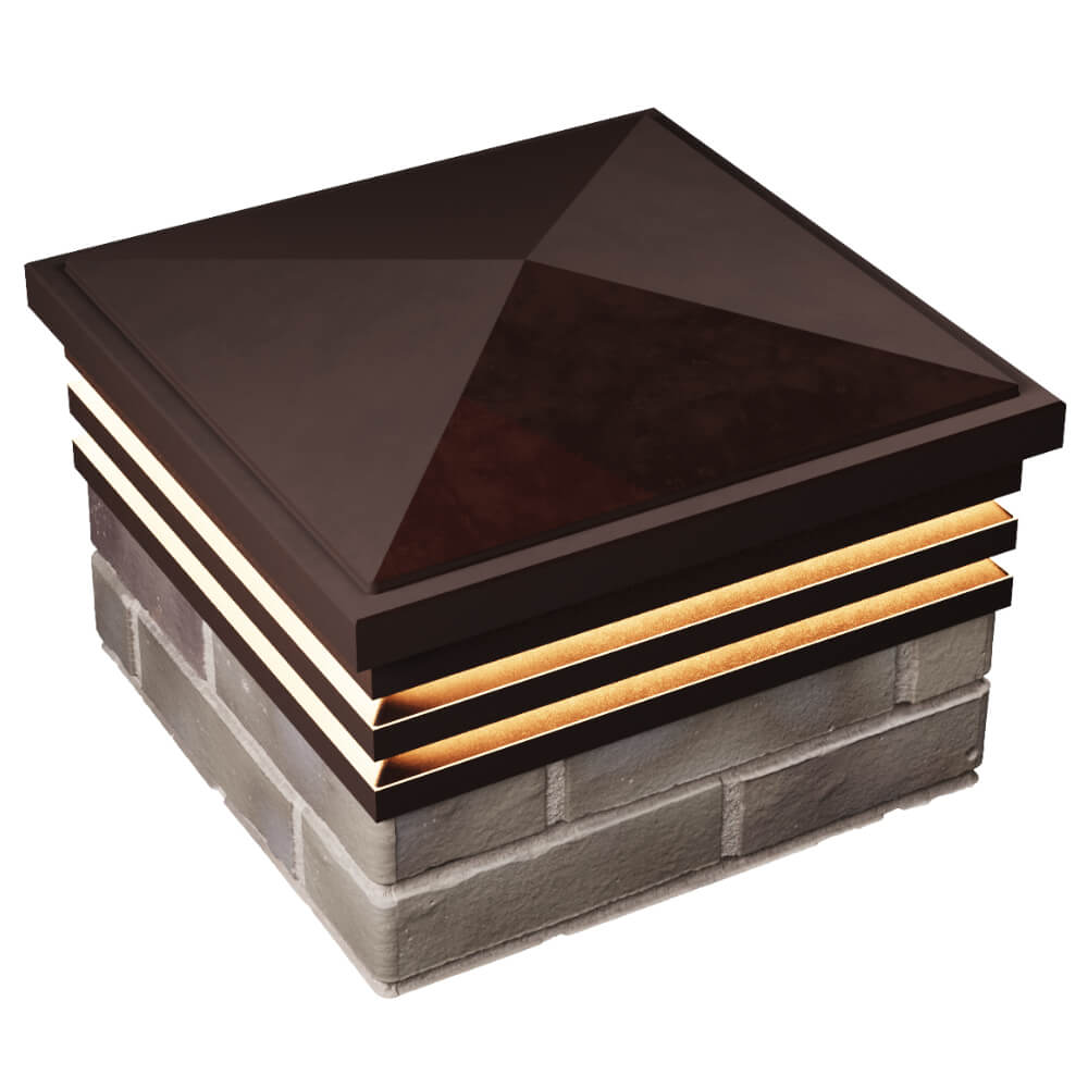 Колпак Zking Бона ХайТек Коричневый на столб 1.5х1.5 кирпича (385х385мм) с подсветкой в Набережных Челнах фото