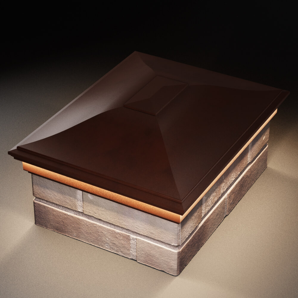 Колпак Zking Монблан Коричневый на столб 2х1.5 кирпича (515х385мм) c подсветкой в Набережных Челнах фото