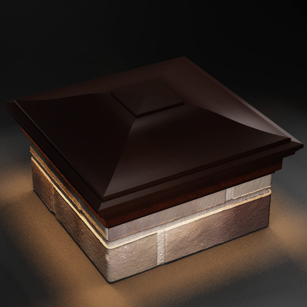 Колпак Zking Монблан Коричневый на столб 1.5х1.5 кирпича (385х385мм) с подсветкой в Набережных Челнах фото