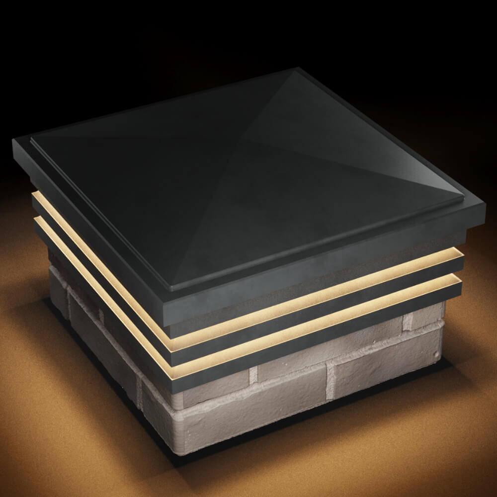 Колпак Zking Бона ХайТек Серый на столб 1.5х1.5 кирпича (385х385мм) с подсветкой в Набережных Челнах фото