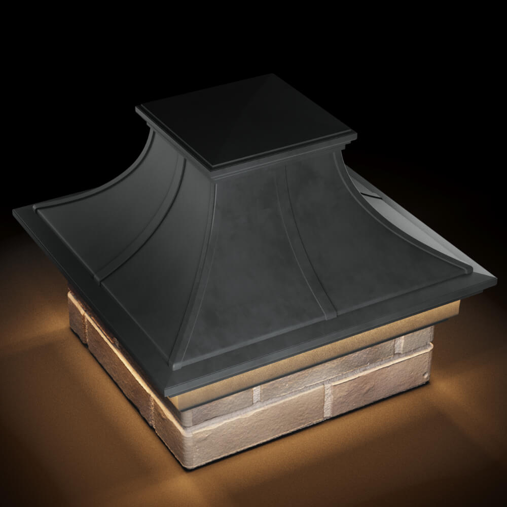 Колпак Zking Монблан Премиум Серый на столб 1.5х1.5 кирпича (385х385мм) с подсветкой в Набережных Челнах фото