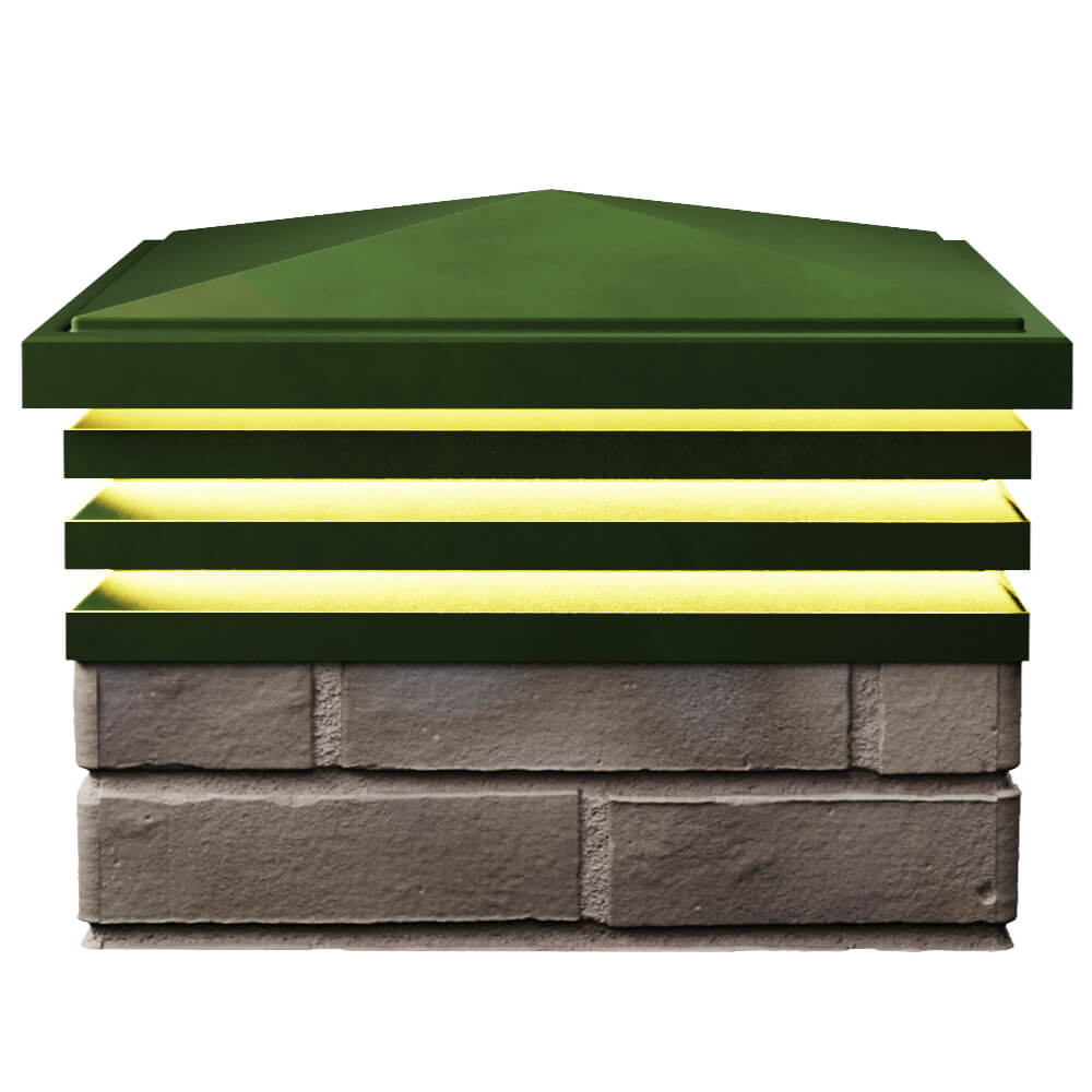 Колпак Zking Бона ХайТек Зеленый на столб 1.5х1.5 кирпича (385х385мм) с подсветкой в Набережных Челнах фото