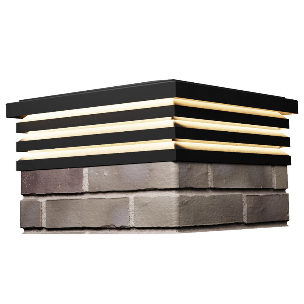 Колпак Zking Бона ХайТек Черный на столб 1.5х1.5 кирпича (385х385мм) с подсветкой в Набережных Челнах фото