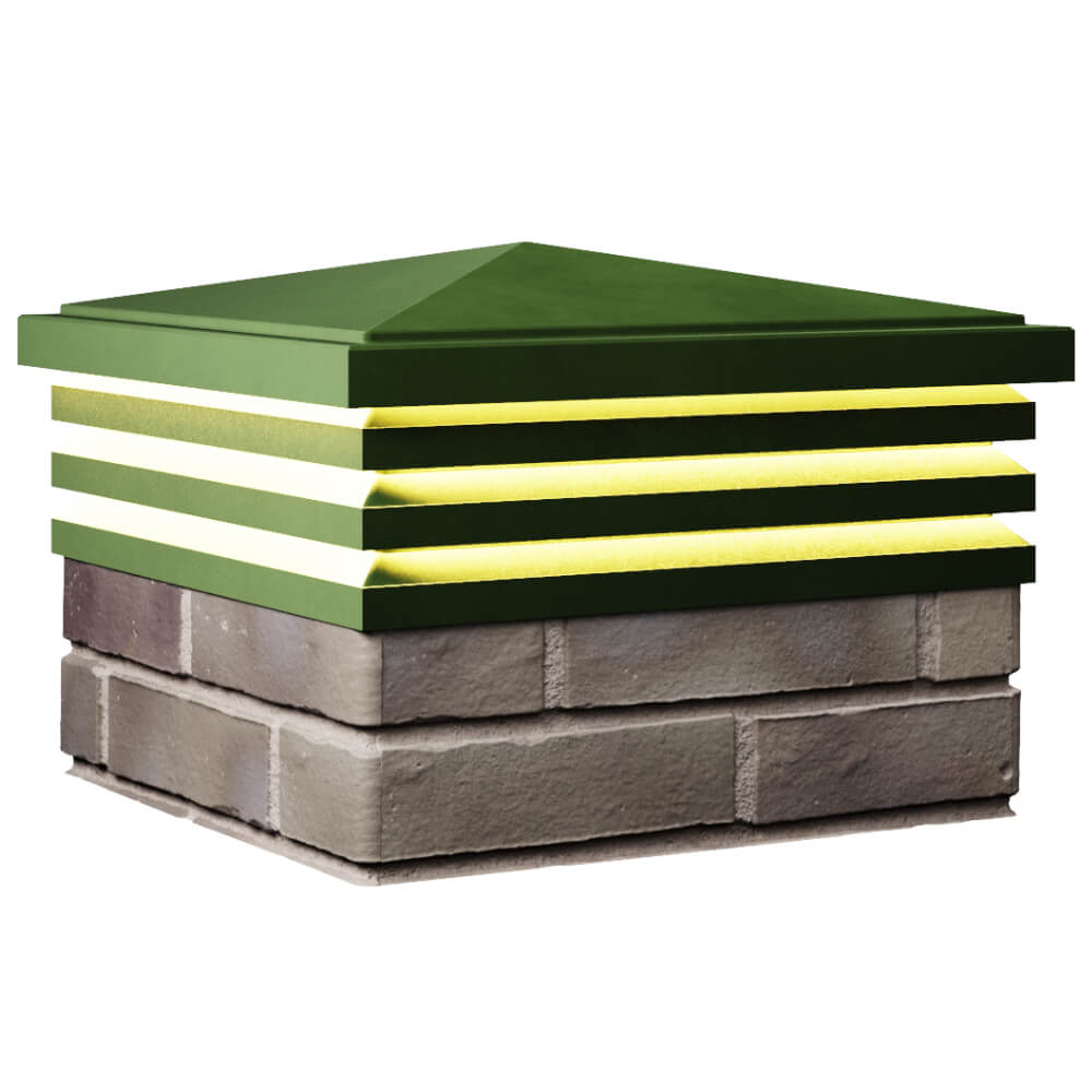 Колпак Zking Бона ХайТек Зеленый на столб 1.5х1.5 кирпича (385х385мм) с подсветкой в Набережных Челнах фото