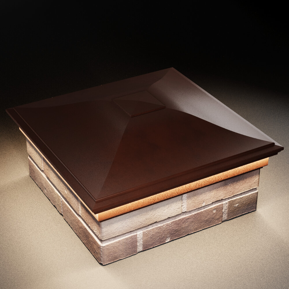 Колпак Zking Монблан Коричневый на столб 2х2 кирпича (515х515мм) c подсветкой в Набережных Челнах фото