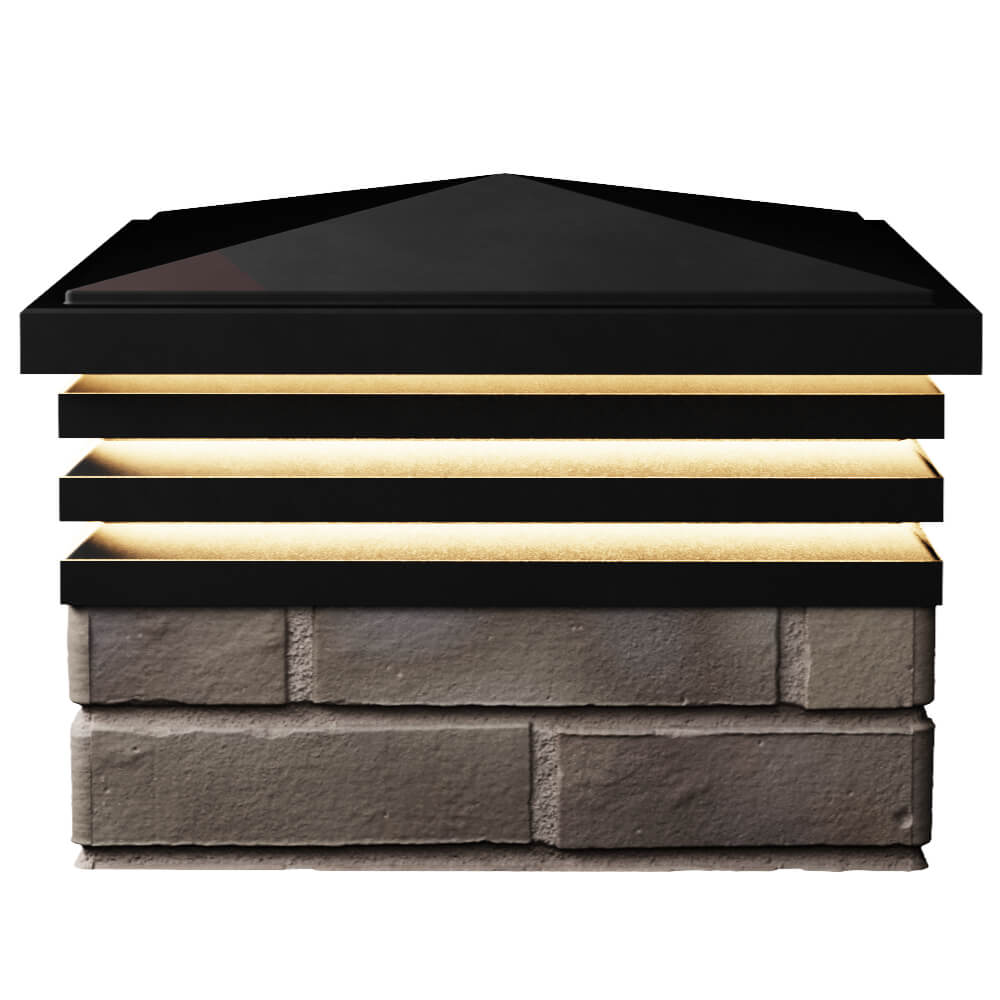 Колпак Zking Бона ХайТек Черный на столб 1.5х1.5 кирпича (385х385мм) с подсветкой в Набережных Челнах фото