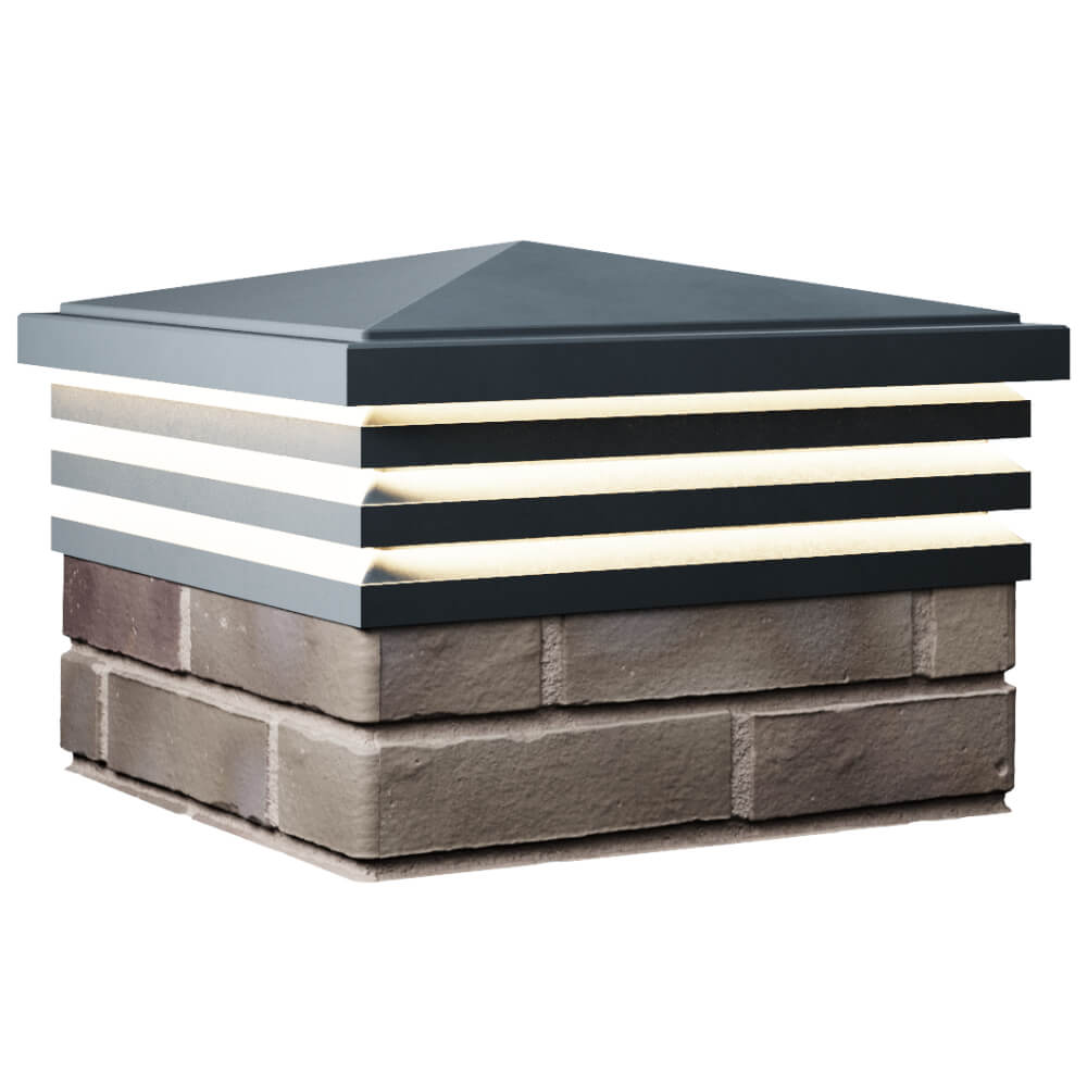 Колпак Zking Бона ХайТек Серый на столб 1.5х1.5 кирпича (385х385мм) с подсветкой в Набережных Челнах фото