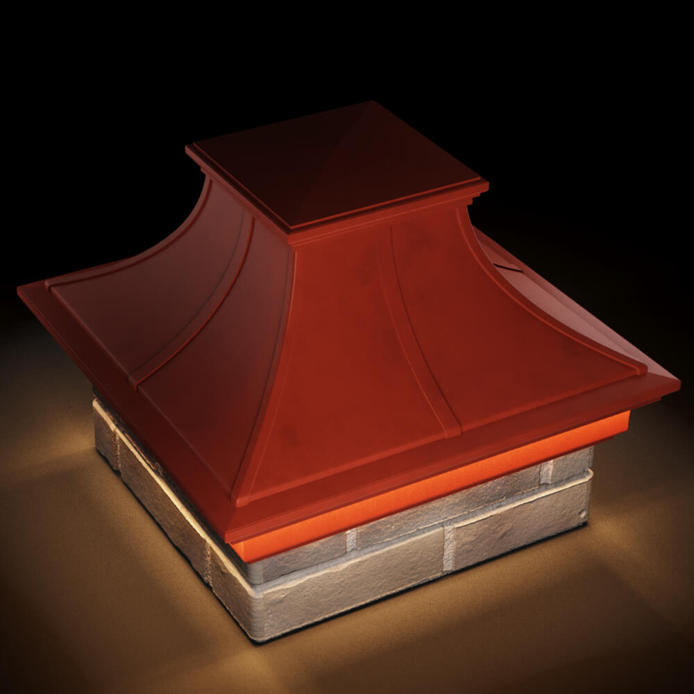 Колпак Zking Монблан Премиум Красный на столб 1.5х1.5 кирпича (385х385мм) с подсветкой в Набережных Челнах фото