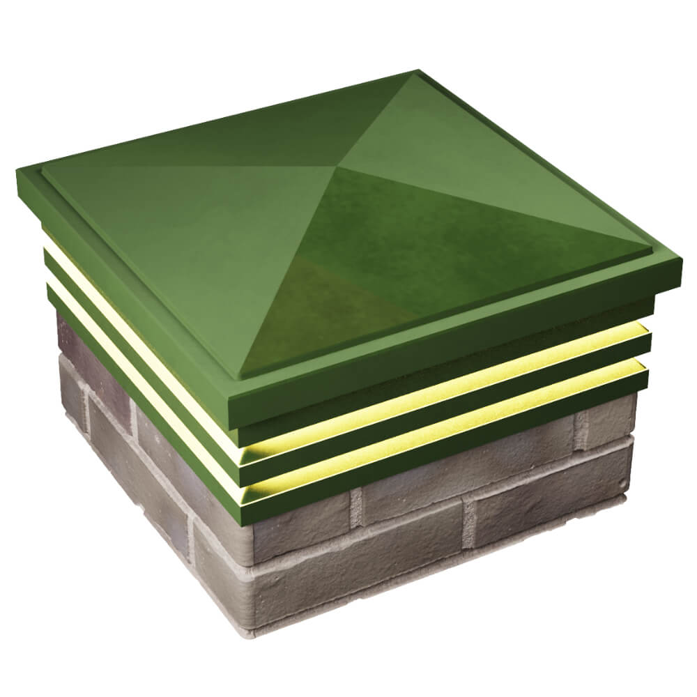 Колпак Zking Бона ХайТек Зеленый на столб 1.5х1.5 кирпича (385х385мм) с подсветкой в Набережных Челнах фото