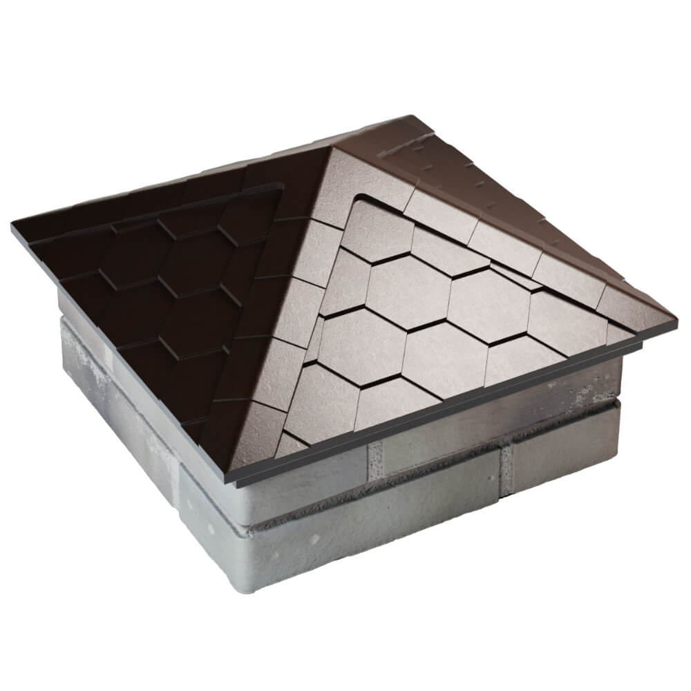 Колпак Zking Эверест Коричневый на столб 1.5х1.5 кирпича (390х390мм) в Набережных Челнах фото