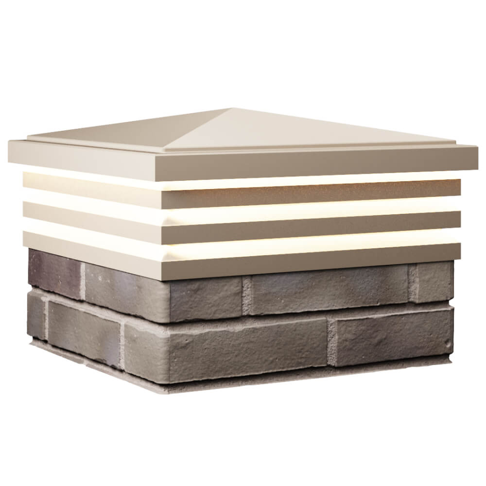 Колпак Zking Бона ХайТек Бежевый на столб 1.5х1.5 кирпича (385х385мм) с подсветкой в Набережных Челнах фото