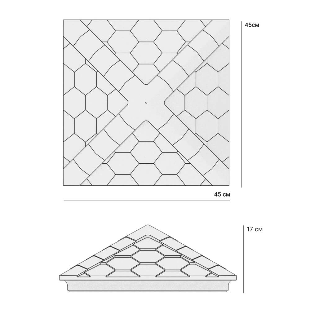 Колпак Zking Эверест Серый на столб 1.5х1.5 кирпича (390х390мм) в Набережных Челнах фото