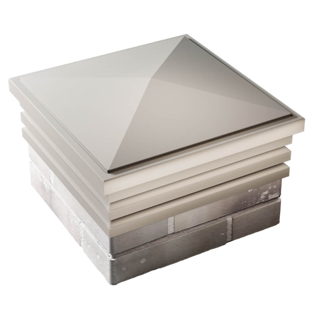 Колпак Zking Бона ХайТек Бежевый на столб 1.5х1.5 кирпича (385х385мм) в Набережных Челнах фото