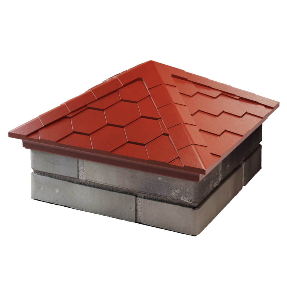 Колпак Zking Эверест Красный на столб 1.5х1.5 кирпича (390х390мм) в Набережных Челнах фото