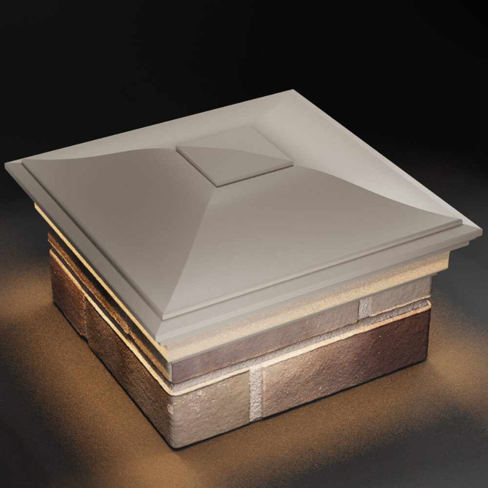 Колпак Zking Монблан Бежевый на столб 1.5х1.5 кирпича (385х385мм) с подсветкой в Набережных Челнах фото