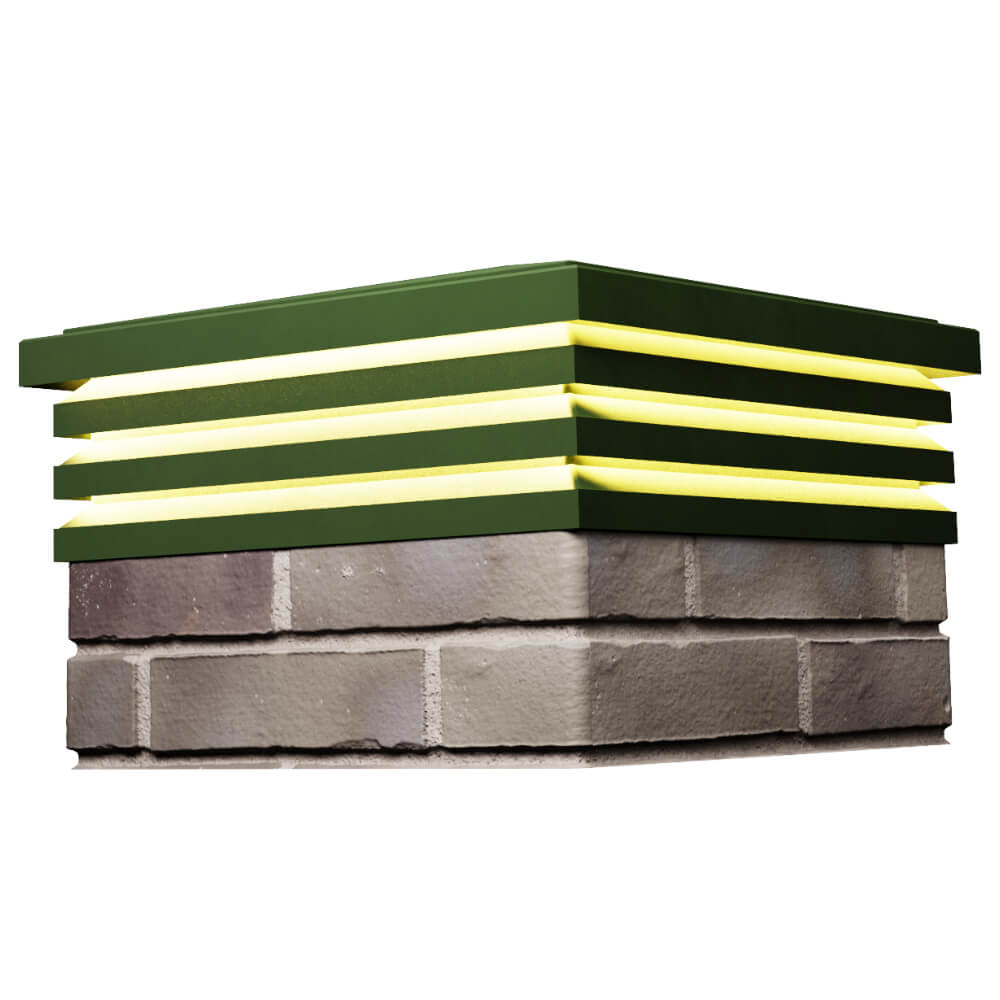 Колпак Zking Бона ХайТек Зеленый на столб 1.5х1.5 кирпича (385х385мм) с подсветкой в Набережных Челнах фото