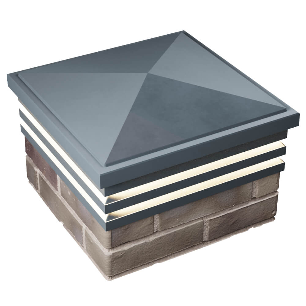 Колпак Zking Бона ХайТек Серый на столб 1.5х1.5 кирпича (385х385мм) с подсветкой в Набережных Челнах фото