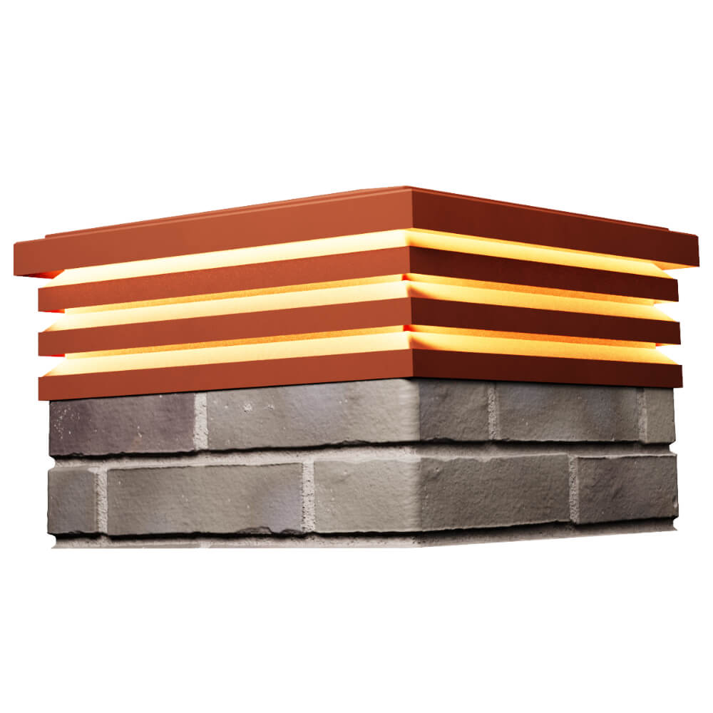 Колпак Zking Бона ХайТек Красный на столб 1.5х1.5 кирпича (385х385мм) с подсветкой в Набережных Челнах фото