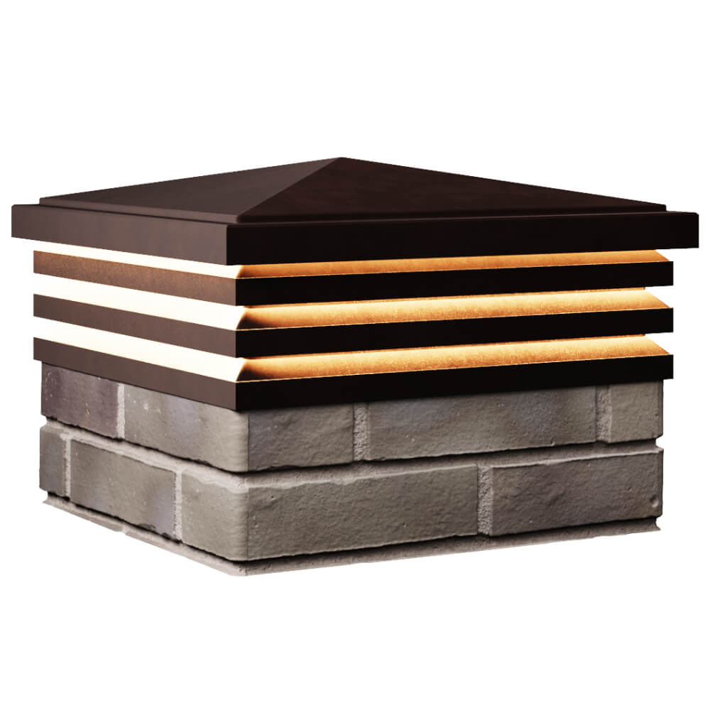 Колпак Zking Бона ХайТек Коричневый на столб 1.5х1.5 кирпича (385х385мм) с подсветкой в Набережных Челнах фото