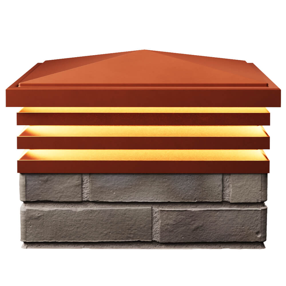 Колпак Zking Бона ХайТек Красный на столб 1.5х1.5 кирпича (385х385мм) с подсветкой в Набережных Челнах фото