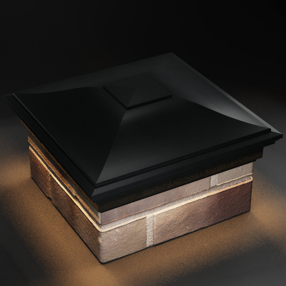 Колпак Zking Монблан Черный на столб 1.5х1.5 кирпича (385х385мм) с подсветкой в Набережных Челнах фото