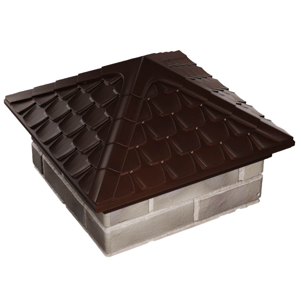 Колпак Zking Эльбрус Коричневый на столб 1.5х1.5 кирпича (385х385мм) в Набережных Челнах фото