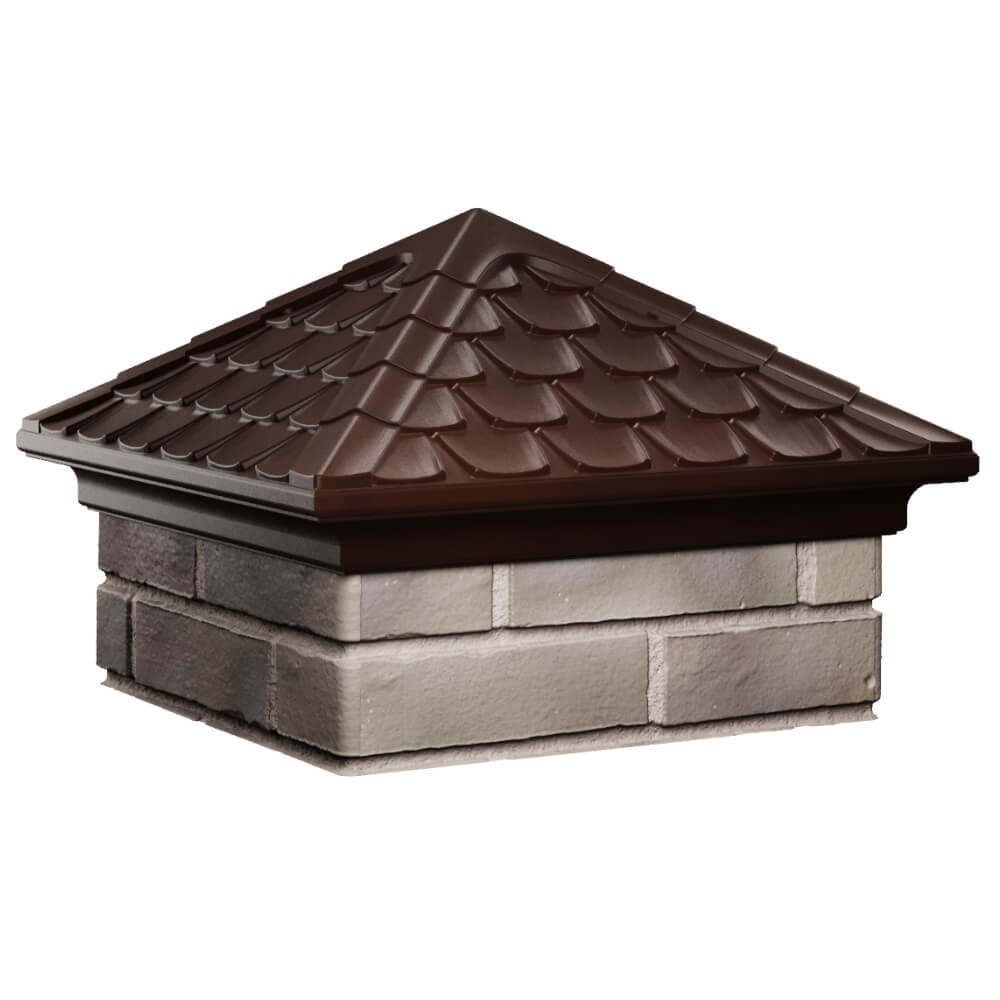 Колпак Zking Эльбрус Коричневый на столб 1.5х1.5 кирпича (385х385мм) в Набережных Челнах фото