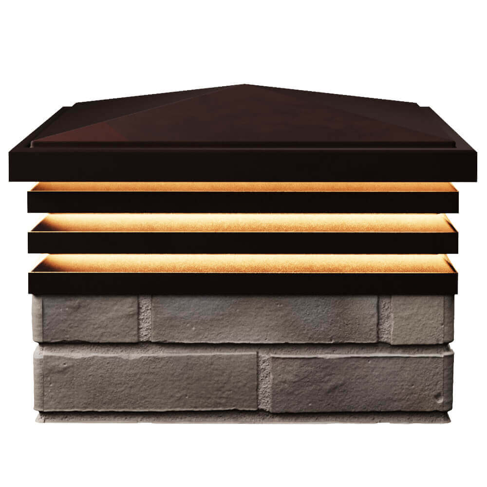 Колпак Zking Бона ХайТек Коричневый на столб 1.5х1.5 кирпича (385х385мм) с подсветкой в Набережных Челнах фото